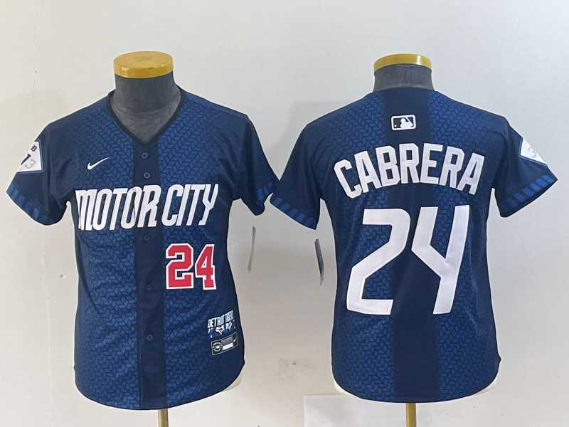 Youth Detroit Tigers #24 Miguel Cabrera Navy 2024 City Connect Cool Base Limited Stitched Jerseys->mlb youth jerseys->MLB Jersey